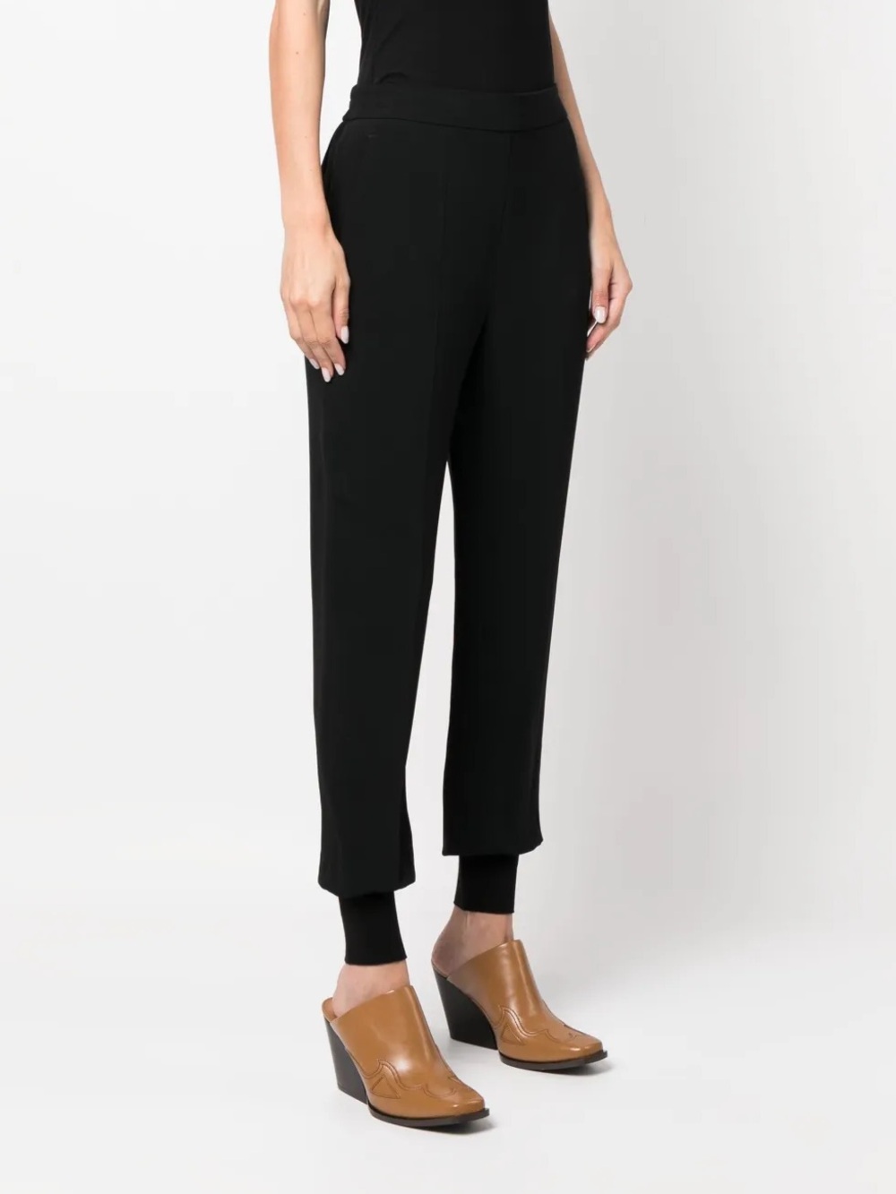Stella McCartney Black Cropped Elastic-Waist jogger Pants